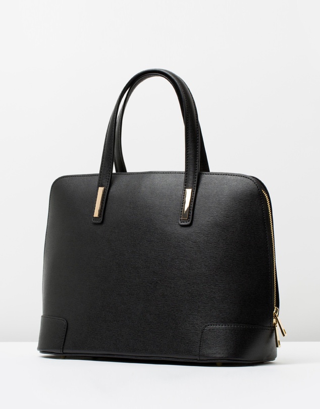 Klaros Black Leather Handbag - Arka Görünüm